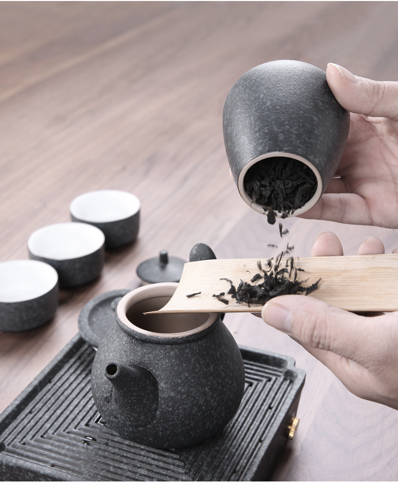 Three thousand tea caddy fixings ceramic seal household ebony tea six gentleman 's suit ChaGa tea combination