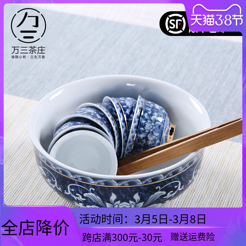 Ceramic to build three thousand tea tea by hand wash in hot water wash barrels move cup dried tea with a water jar