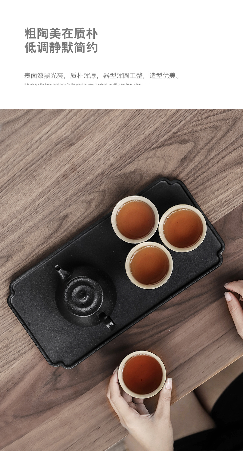 Three thousand ceramic tea village household kung fu tea sets tea tray was Japanese black pottery teapot dry plate of small tea cups