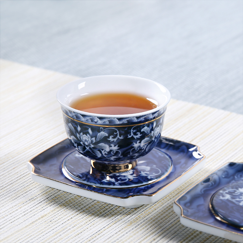 Ceramic cups tea village three thousand single CPU hand individual cup of blue and white master sample tea cup cup bowl