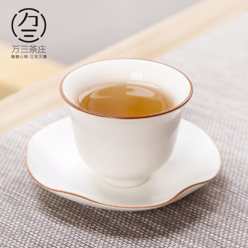 Three thousand tea kungfu tea accessories up white cup mat saucer tea tea art creative tea cup mat