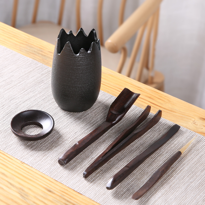 Three thousand ceramic tea tea village kung fu tea sets accessories ebony 6 gentleman tea spoon ChaGa tea combination