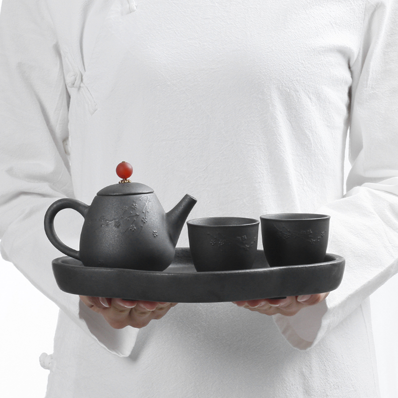 Three thousand Japanese kung fu tea set tea village home office cup teapot set of coarse pottery simple dry mercifully