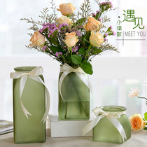 Vase ornaments frosted vintage glass vase hipster colorful flower arrangement dried flower decoration modern minimalist living room