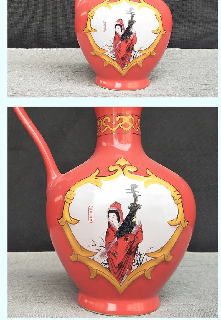 Jingdezhen hộ gia đình bình gốm hip niêm phong rỗng rượu vang chai rượu vang chai rượu vang jar rượu vang chai 1 kg một pound tải ly rượu pha lê