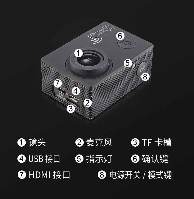 M dog M7 camera thể thao 4K HD chống nước WIFI lặn ngoài trời camera xe máy cưỡi camera dưới nước - Máy quay video kỹ thuật số máy quay sony 4k