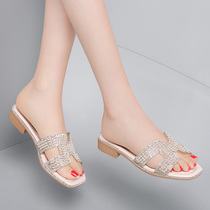 Slippers women Summer outwear Fashion 2021 New comfort low heel and foot wide non-slip side heel water to cool drag-ins