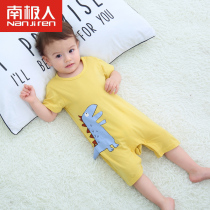 Baby jumpsuit newborn clothes cotton thin climbing clothes summer short sleeve ha clothes summer dress newborn baby pajamas