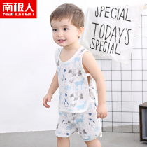Childrens vest set 1 summer boys childrens clothing baby cotton childrens clothes girls shorts baby Summer 3 years old