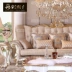豪豪 niềm tự hào kết hợp sofa gỗ châu Âu 1 + 2 + 3 sofa vải Mỹ phòng khách gỗ rắn - Bộ đồ nội thất nội thất thông minh cho nhà nhỏ Bộ đồ nội thất