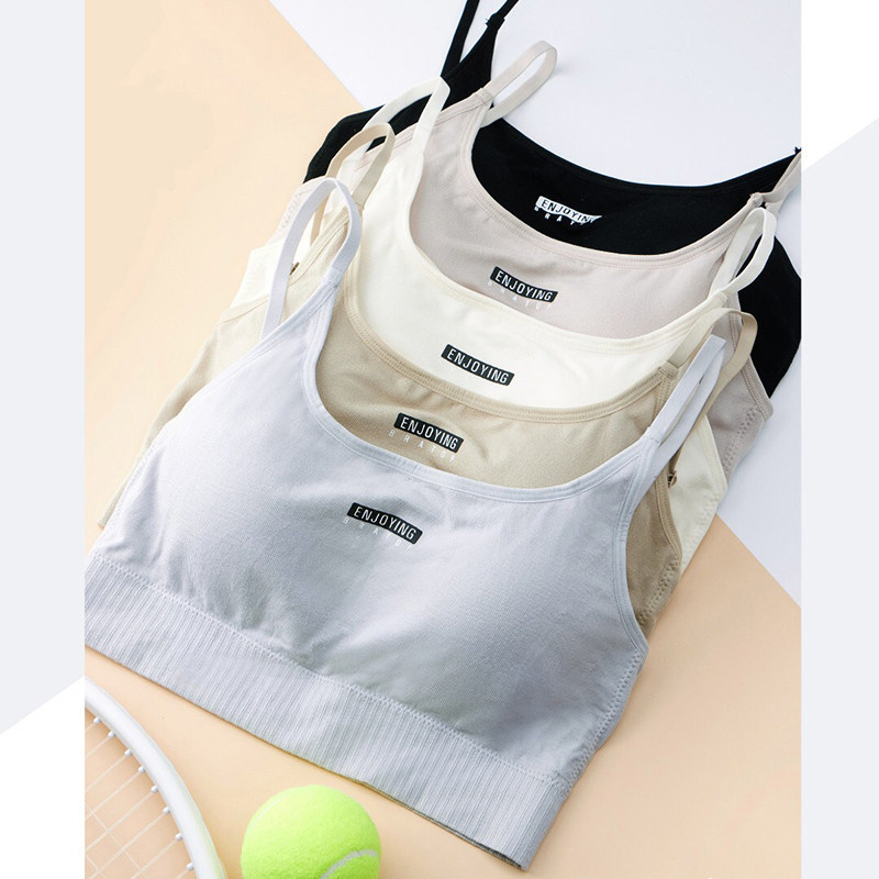 Cool-colored women's underwear, beautiful back bra, one-piece vest, girls' fixed cup anti-light sling 9072 9073