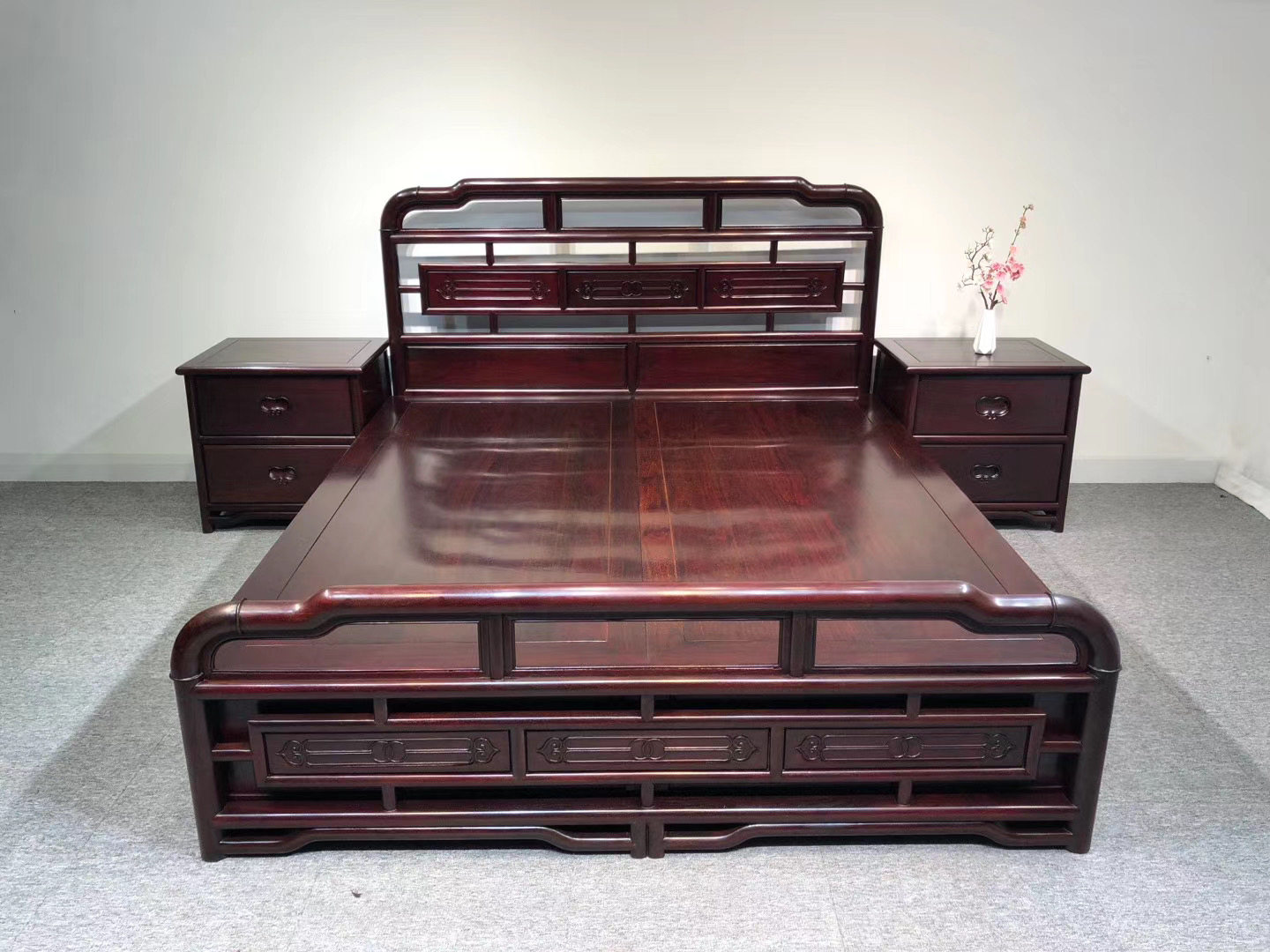 Fu Lian's family Ming and Qing Classical new Chinese Zambian blood sandalwood high and low bed