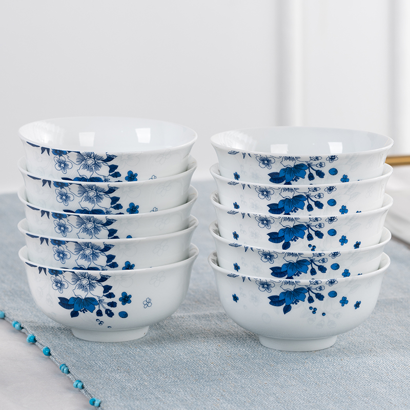 Red porcelain of jingdezhen ceramic bowl household utensils rice bowls 10 with 4.5 inch high temperature glair