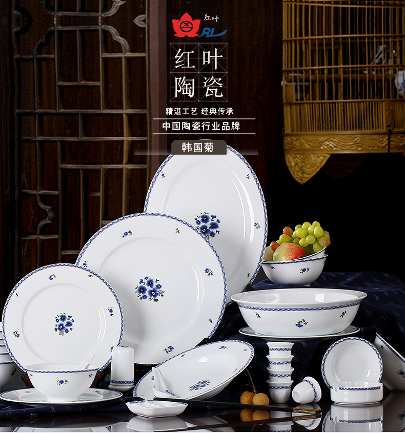 Red porcelain ceramic tableware suit which Chinese blue and white porcelain tableware Han Guoju jingdezhen porcelain bowl