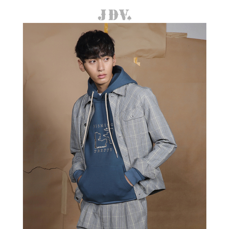 2020 mùa xuân Mall JDV nam với màu xám twill áo khoác Jacket SJK0410GRY của nam giới.