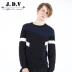 JDV quần áo nam mùa đông thời trang màu sắc kết hợp áo len cổ tròn áo len giản dị áo len nam WOT6056BLK - Kéo qua shop áo khoác nam Kéo qua