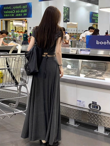 Летняя одежда, сексуальное платье, приталенная длинная юбка, комплект, французский стиль, яркий броский стиль