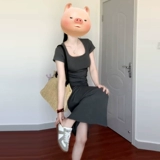 Летний приталенный корсет для отдыха, футболка, небольшая дизайнерская длинная юбка, квадратный вырез