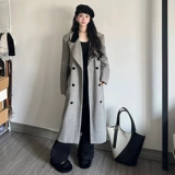 Небольшое шерстяное длинное осеннее шерстяное пальто, в корейском стиле, подходит для подростков