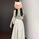 Белое милое летнее платье, дизайнерский комплект, французский стиль, тренд сезона, яркий броский стиль