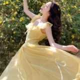 Желтый гаечный ключ, длинная юбка, французский стиль, подходит для подростков, 2025 года