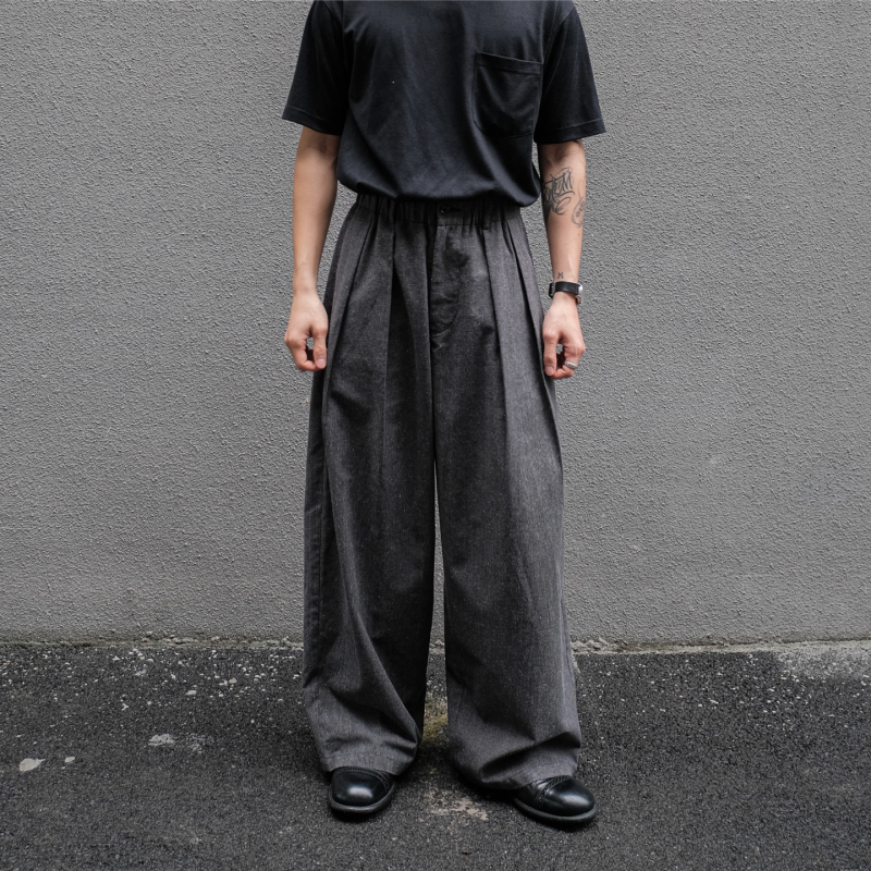 Sotem Cotton and Linen Houndstooth 140g Easy-Care Elastic Waist Double Pleated Wide-Leg Casual Pants Sotem Cotton and Linen Houndstooth 140g Easy-Care Elastic Waist Double Pleated Wide-Leg Casual Pants