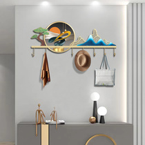 Creative punch-free porch hook into the door wall to include decorated light luxury entry door behind the clothes hook hanging clothes