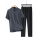 【免搭套装】夏季凉感爸爸短袖冰丝T恤+松紧腰休闲长裤中老年男装