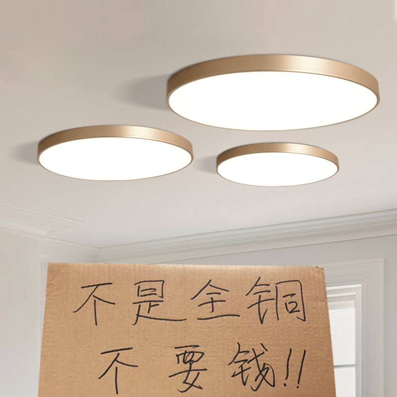 Ultra - thin LED All Copper Summary Lights Northern European Bedroom Lights Simple Modern Round Living Room XuanGuan Balcony Lighting