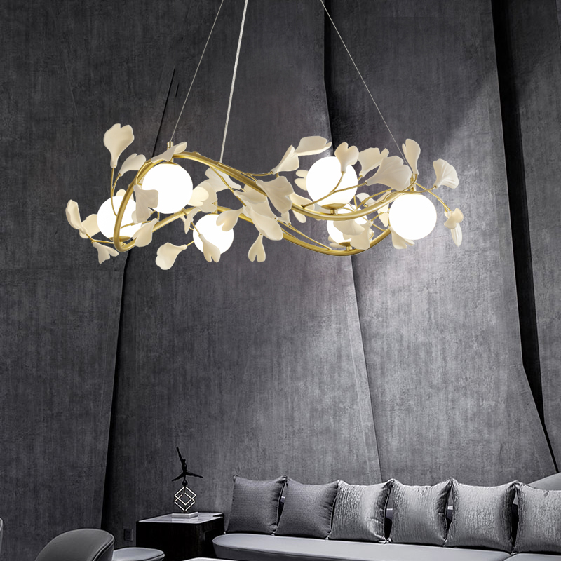 Postmodern designer Ceramics Gingko leaf Living room Dining Hall Art Lobby Sample House Display Center Bedroom Decorative Chandeliers