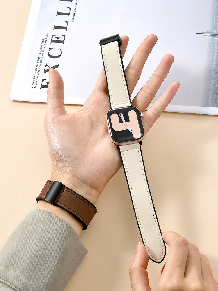 [Old Money Style] First Guard New Model Compatible iWatch Strap S11 Crazy Horse Leather Silicone Magnetic 10 Apple Watch Applewatch S9 Genuine Leather 8 Ultra 7 Autumn Winter 6 Men 5 Women Se3/21