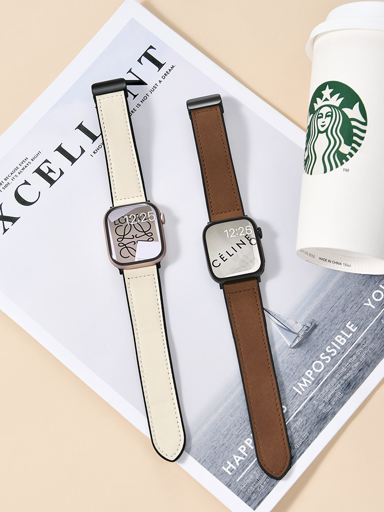 [Old Money Style] First Guard New Model Compatible iWatch Strap S11 Crazy Horse Leather Silicone Magnetic 10 Apple Watch Applewatch S9 Genuine Leather 8 Ultra 7 Autumn Winter 6 Men 5 Women Se3/21