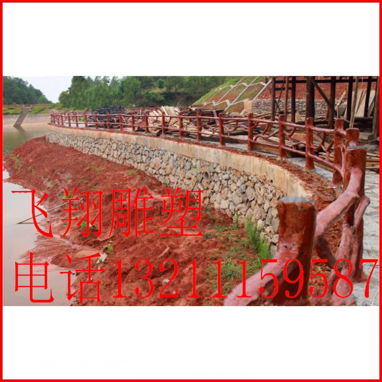 Custom municipal engineering rural planning landscape decoration imitation wood fence floor flower stand antique promenade four-corner pavilion