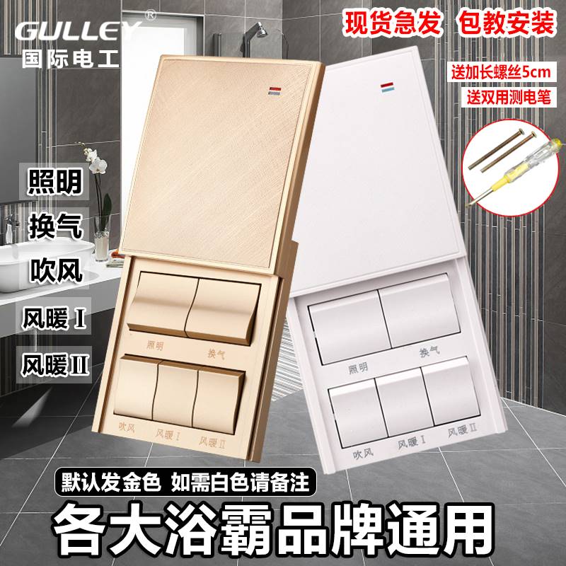 Toilet 5 panel bathroom toilet with cover with general control bath switch 5 in 1 type open 5 lamp ceiling