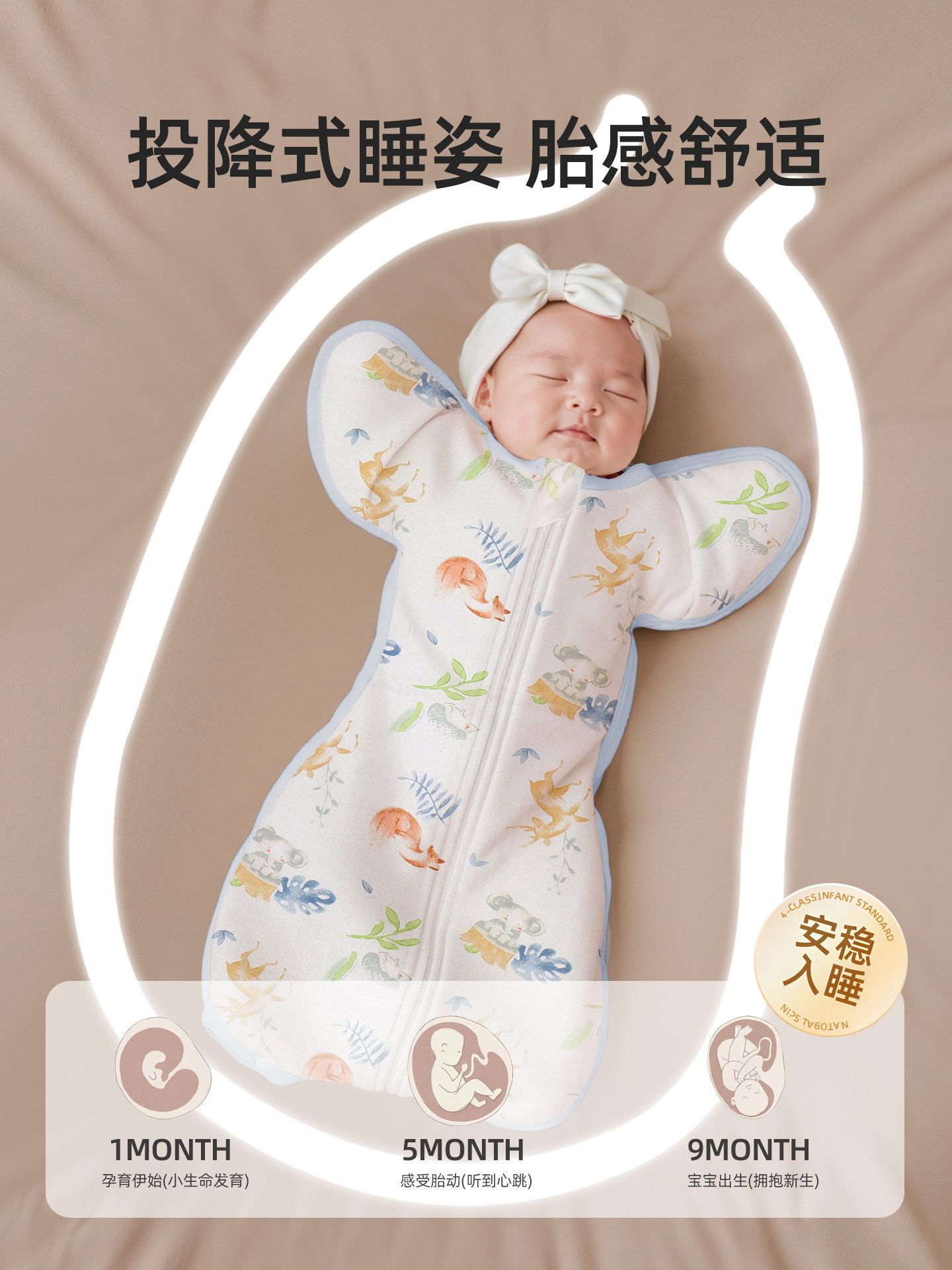 Baby Anti-Startle Sleeping Bag for Infants, Autumn and Winter Model, All-Season Universal Newborn Surrender-Style Baby Sleeping Artifact Swaddle