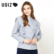 UGIZ mùa xuân và mùa thu mới của phụ nữ phiên bản Hàn Quốc của ren màu đơn giản thời trang sơ mi hoang dã áo sơ mi nữ UCSA192A - Áo sơ mi