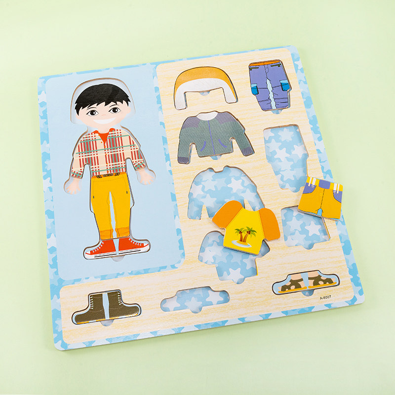 Wooden Boy Girl Change Clothes Game Children Puzzle Early-Teach Pair Jigsaw Puzzle Jigsaw Puzzle Kindergarten Toys