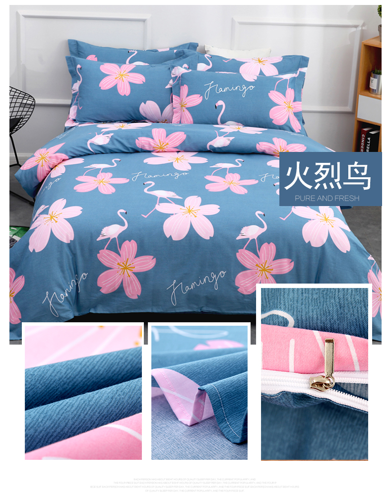 100% cotton twill dày bốn mảnh Bộ 100% cotton đơn đơn 4 mảnh đặt 1,5 m 1,8 / 2m giường - Bộ đồ giường bốn mảnh chăn ga cưới
