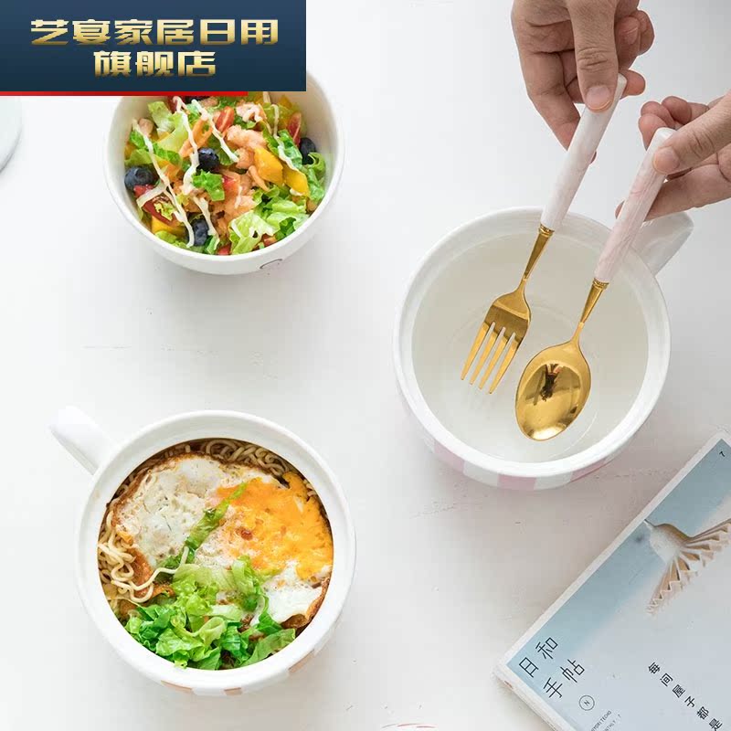 Creative take mercifully rainbow such as bowl with cover cartoon lovely tableware ceramics household dormitory move nice small bowl