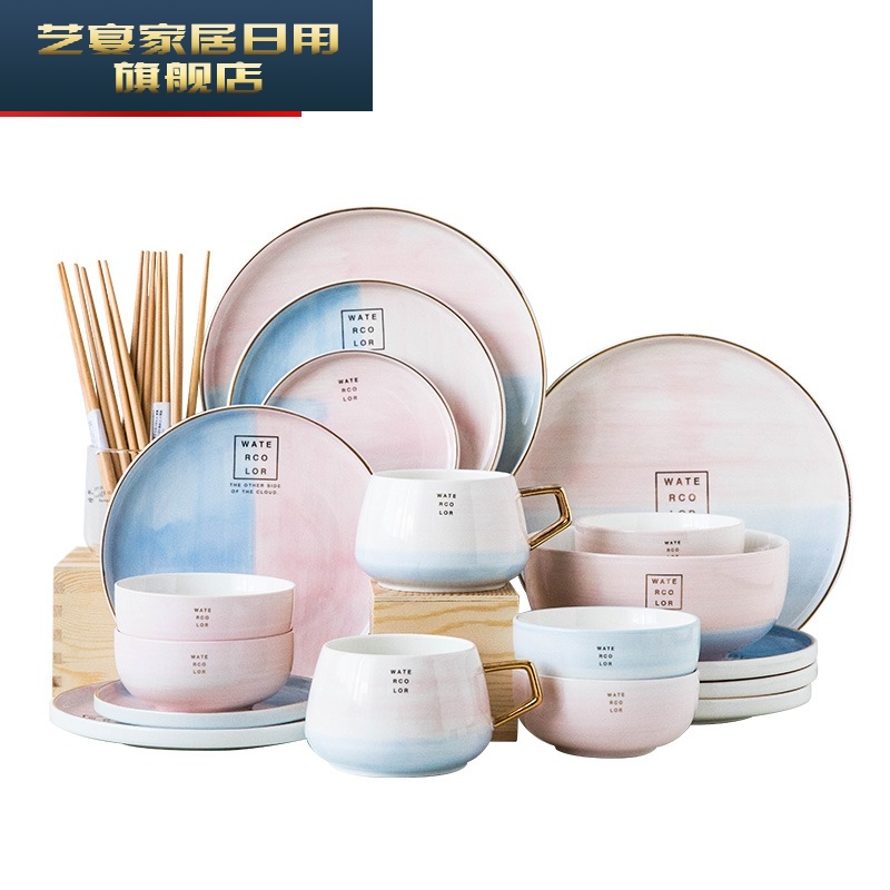 The dishes suit household Chinese network red ins dish bowl good - & tableware sweethearts bowl chopsticks to eat by by 2/4/6 dishes