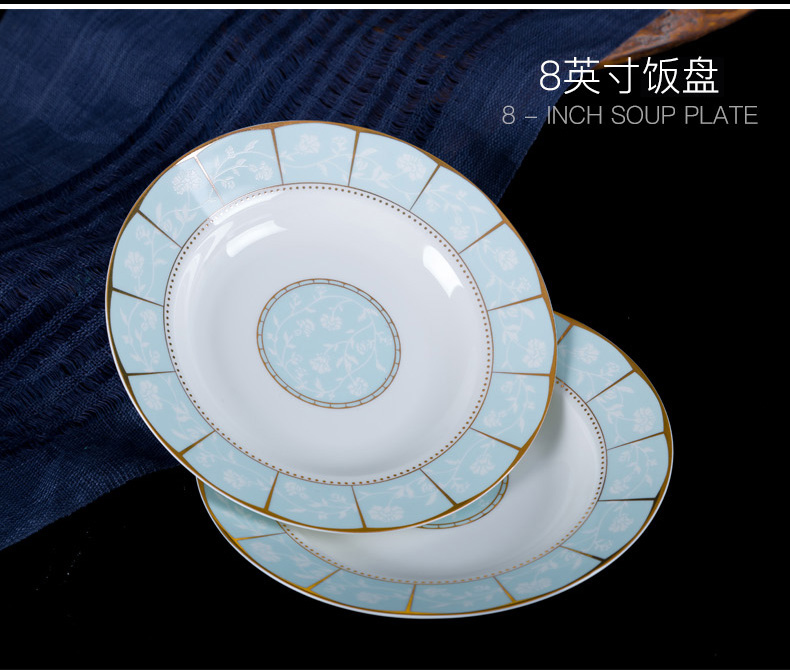 Dishes suit household jingdezhen ceramic ipads China contracted combination Chinese small pure and fresh and cutlery set Dishes