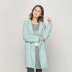 Set áo len nữ Áo choàng lông dài khí chất - Accentuated eo áo áo khoác dạ trung niên Accentuated eo áo