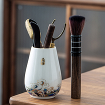 Goat Grease Jade Tea Set Spare Parts Six Gentlemen Suit Tea Duct Tea Clips Tea Then Spoon Tea Brush Cup Toblack Sandalwood Tea Needle