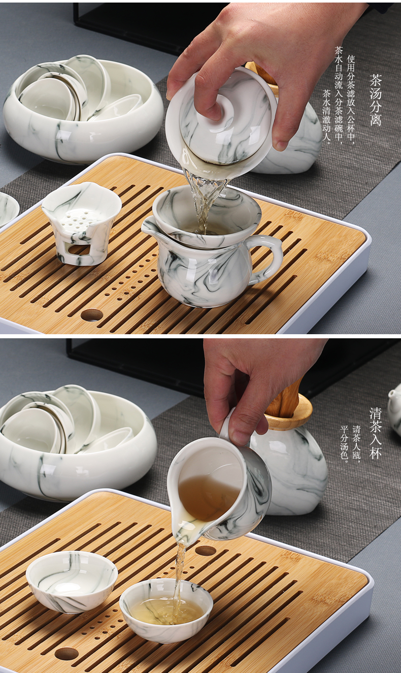 Contracted dehua manual tea ware home tea China white porcelain cup lid bowl of a complete set of kung fu tea set