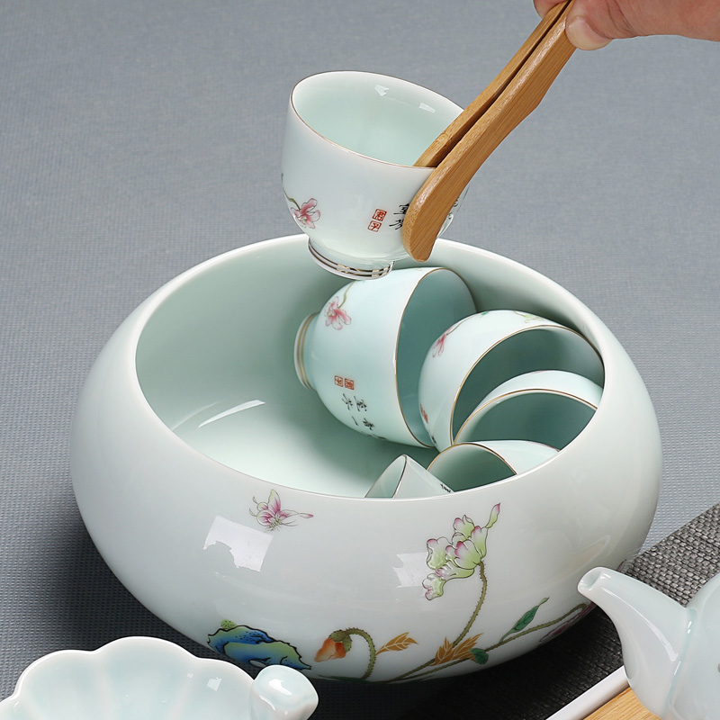 Shadow blue glaze tea wash them large cup for wash ceramic tea set writing brush washer tea accessories flowerpot compote cups water jar