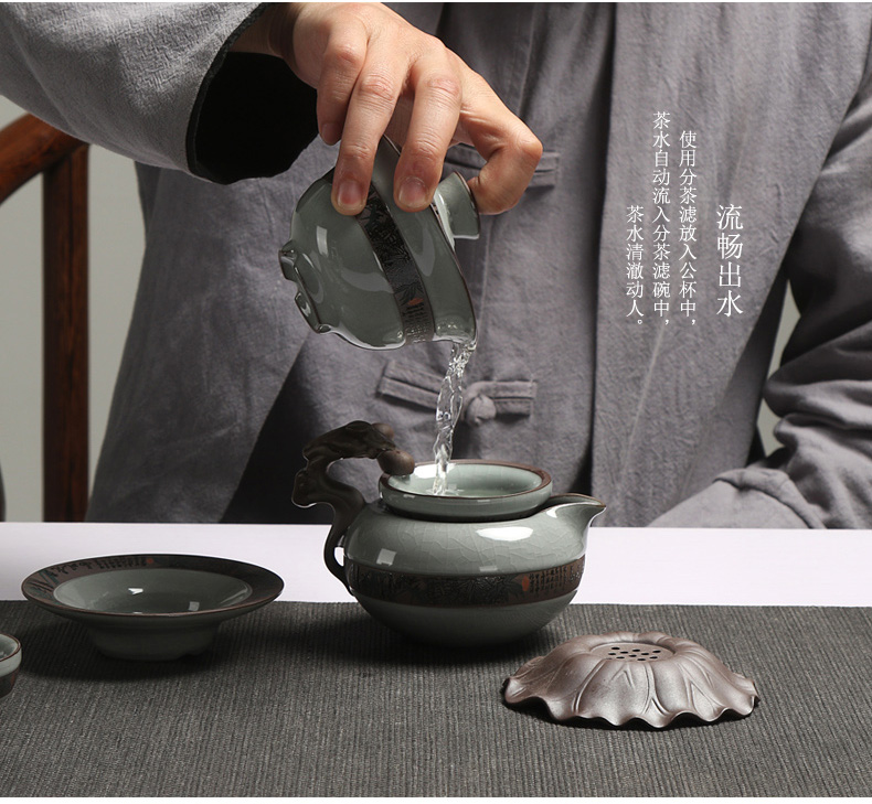 Tea teapot teacup Tea tureen washing household open piece of kung fu Tea Tea set a complete set of elder brother up with porcelain Tea set