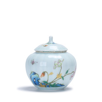 Xinyiyuan Ceramic Yingqing Puer storage tea jar Household tea set storage sealed canned small tea jar