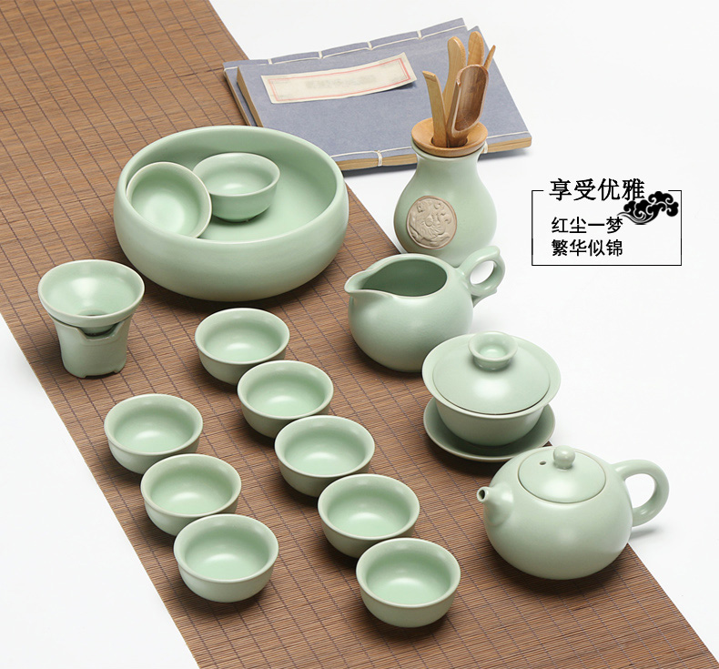 Office kung fu tea set household contracted slicing tureen teapot teacup tea tray of a complete set of your up porcelain tea set