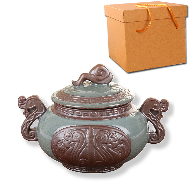 Your up packing gift box sealed jar large ice crack pu - erh tea storage POTS ceramic elder brother elder brother up up caddy fixings