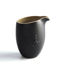 Thickened heat-resistant ceramics hand cup small coarse pottery Japanese tea divider kung fu tea set tea leak black pottery cup